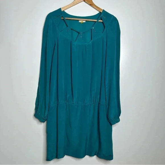 Leifsdottir Anthropologie Isosceles Cutout Drop Waist Silk Tunic Dress Size 4 - Picture 4 of 14